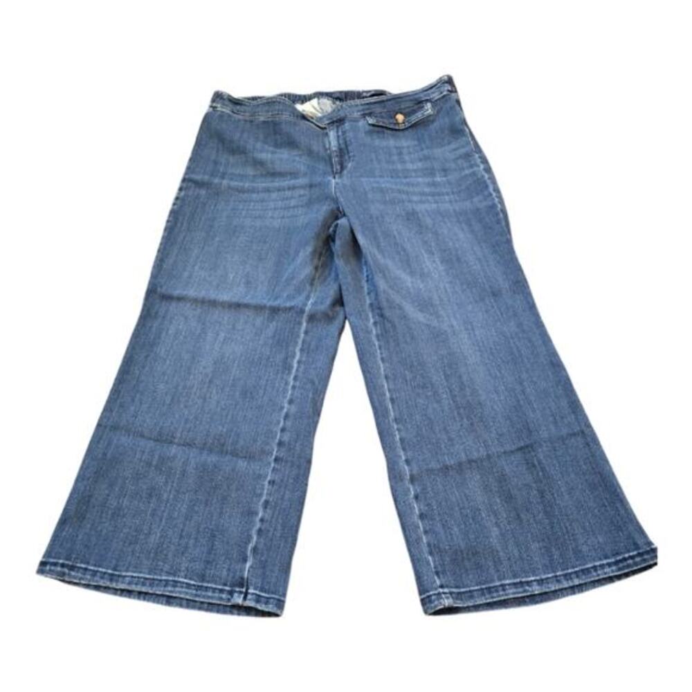 J. Jill Wide Leg Cropped Jeans, Denim Culottes, High Rise, Blue, Stylish - Picture 2 of 7